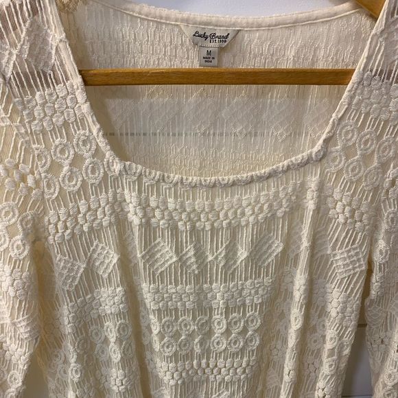 LUCKY BRAND Embroidered Bone White Top - Picture 4 of 7